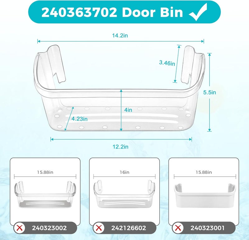 Fetechmate 240363702 Refrigerator Door Bin Side Shelf Replacement for Frigi-daire Ken-more Refrigerator Replace 240363704 240363705 240363708 by Fridge Bottom Door Bins - 14.3in(L)×4.2in(W)×5.5in(H) - Image 2